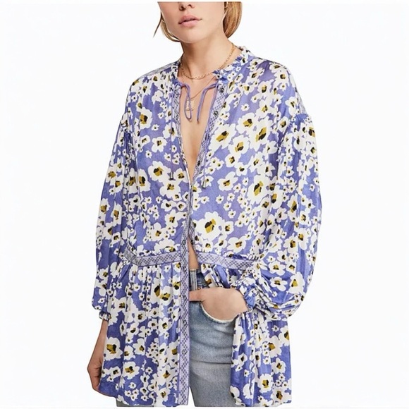 Free People Revolve Love Letter Boho Oversized Tunic Top Mini Dress Size Medium - Picture 1 of 5